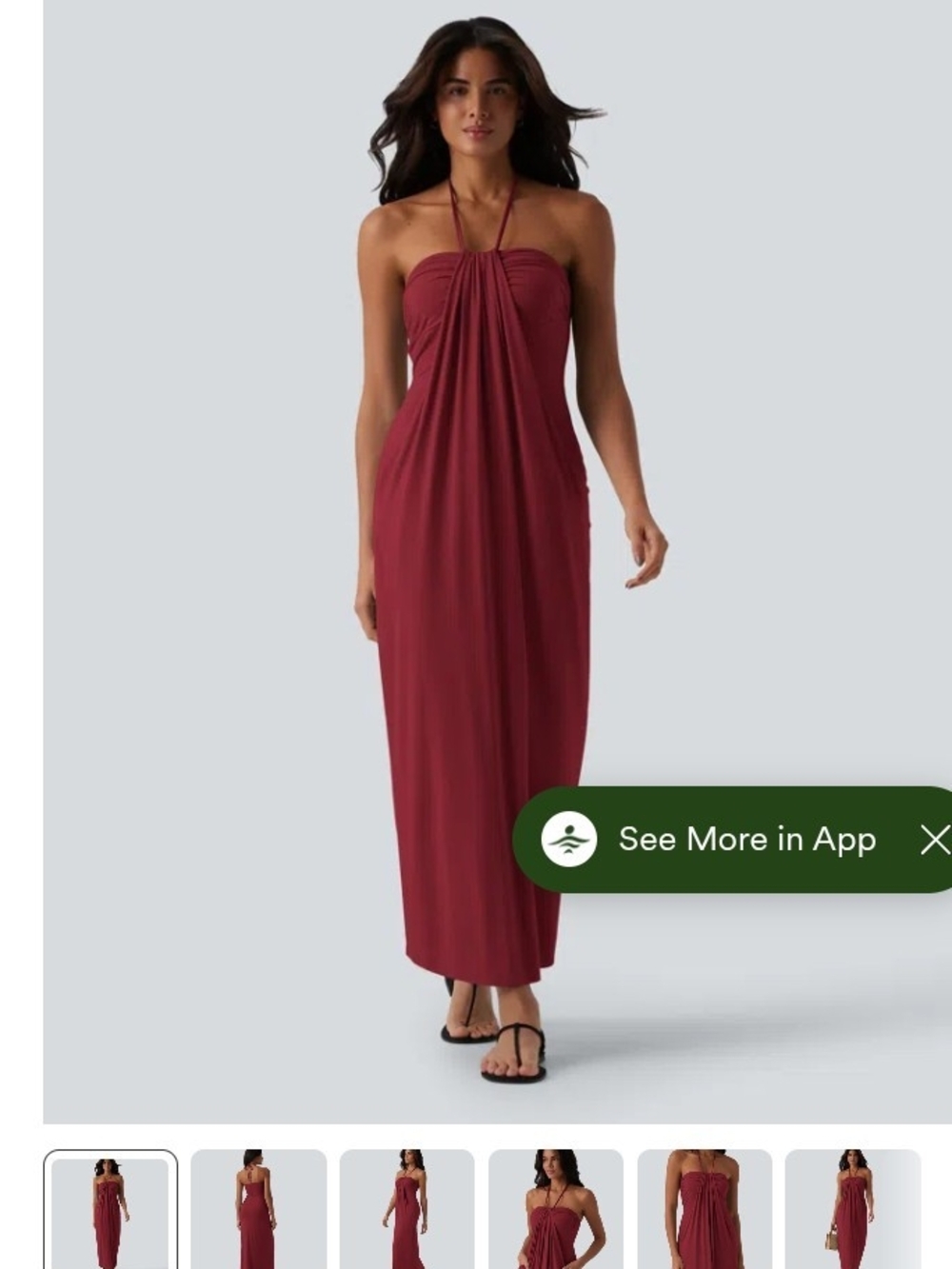 HALARA Strapless Halter Maxi Dress in Burgundy